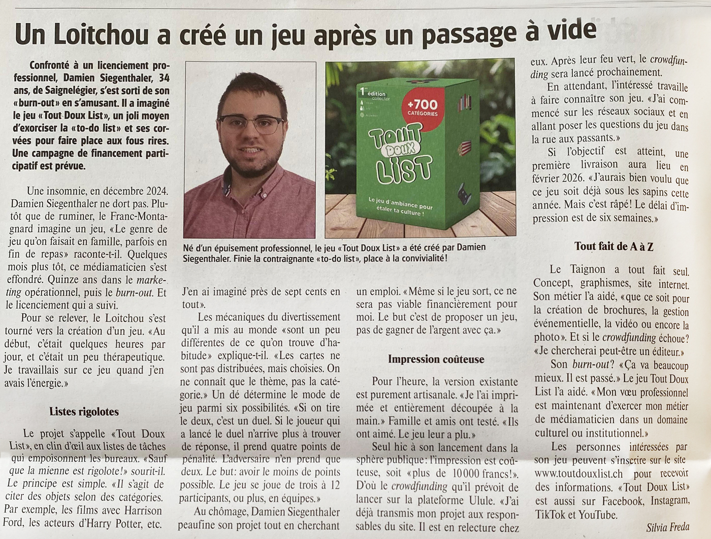 toutdouxlist_cultft-games_jeu-societe_ambiance_culture_general_article_le_franc_montagnard article LQJ sur le jeu Tout Doux List